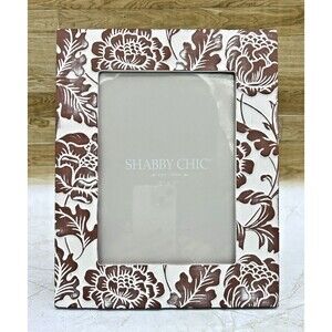 Shabby Chic 5x7 Photo Frame Cottage Distressed Whitewashed Relief Botanical NEW!